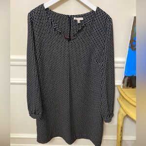Lila Rose Monochrome Geometric Dress Black Shift Dress Long Sleeve Size 14